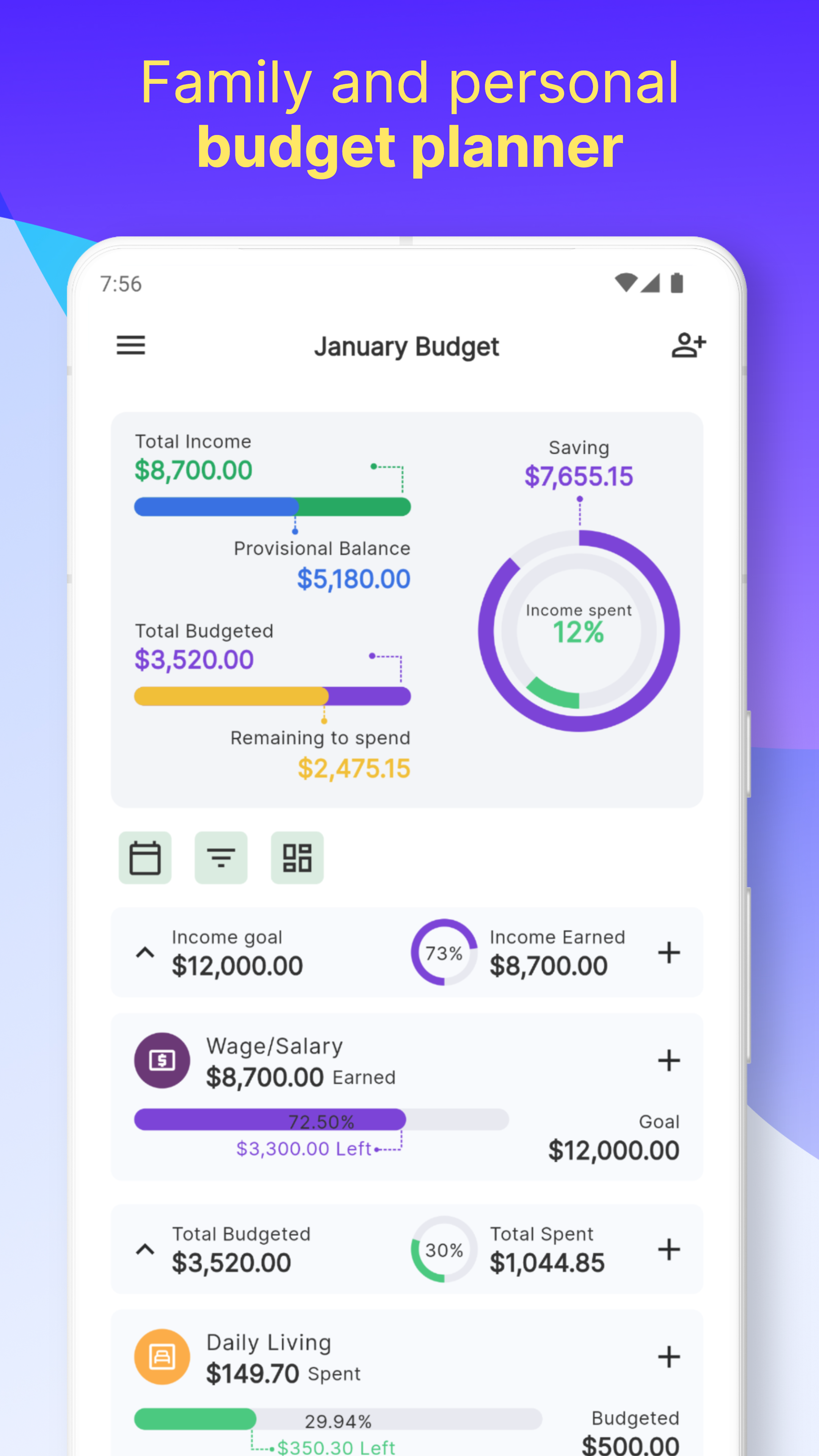 iSaveMoneyGo monthly budget